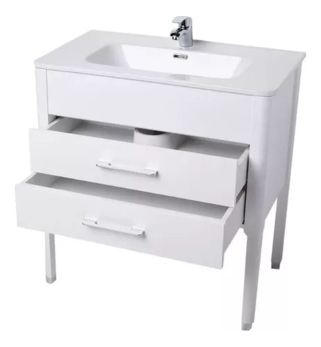 Mueble De Baño De Pie Curve Con Loza 80x46cm Blanco - Campi