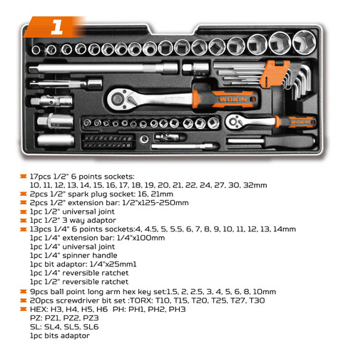Set De Herramientas Caja De 98 Piezas Wokin