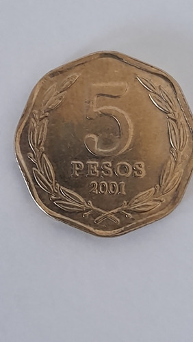 Moneda Chile 5 Pesos 2001 Ceca Sudáfrica (x1089