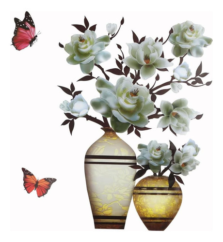 Jarrón 3d Floral Para Pared, Pegatinas Decorativas