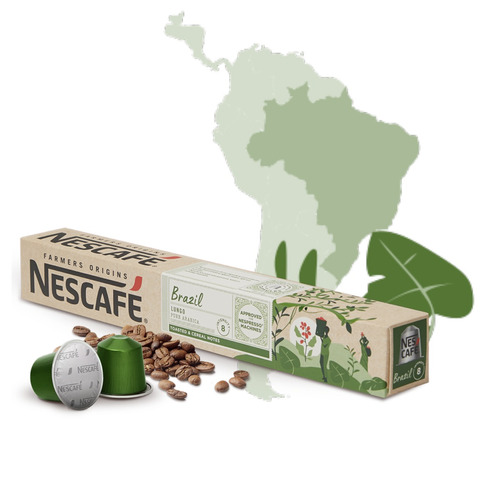  Nescafé Farmers Origins Café Espresso Brazil en cápsulas sem glúten Intensidade 8 Com 10 Unidades 52g