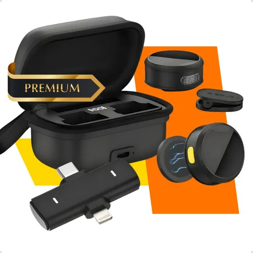 Microfone De Lapela Sem Fio Duplo Anti Ruido Profissional Imã Com...