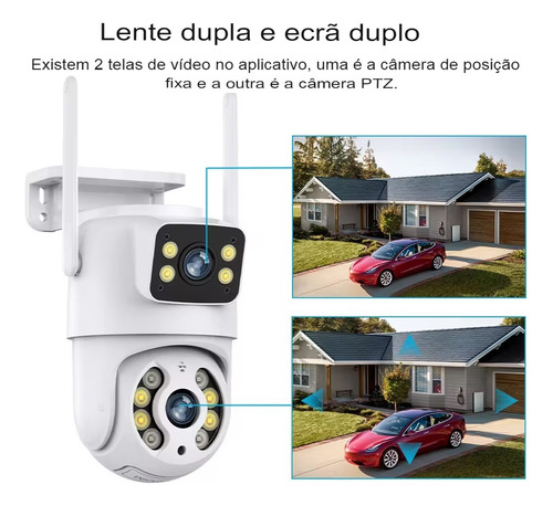 Kit 2 Camera Segurança Ip A31 Prova D'agua Lente Dupla 6mp Cor Branco
