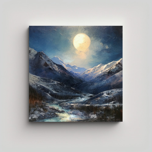 60x60cm Cuadro Impresionista Moon Over La Cordillera Del Elb