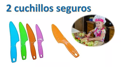 Juego Cuchillos Seguros Fruta Verduras Niños 2 Pzs Plástico