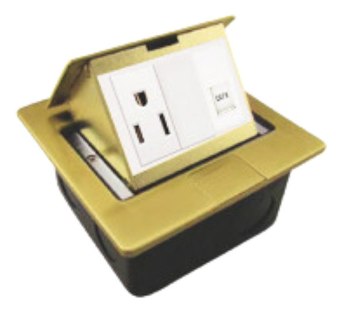 Caja De Piso Con Tapa - Bronce/metal - Multi-modular