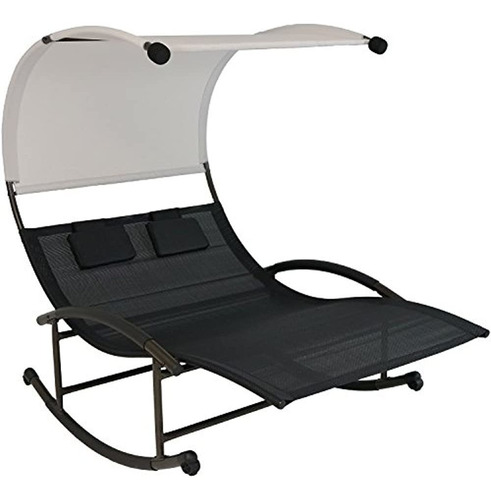 Sunnydaze Outdoor Double Chaise Rocking Lounge Chair Con Dos