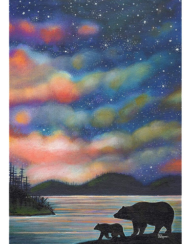 Toland Home Garden 1012496 Northern Lights Bear Flag 28x40 P