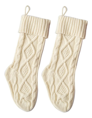 Kit De Calcetines Navideños De Tejido Trenzado, Color Liso,