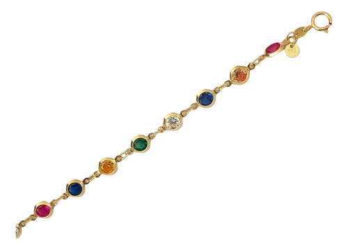 Pulseira De Ouro 18k Com Pedras De Zircônia Coloridas