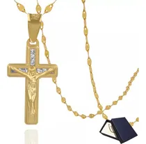 Comprar Dije Medalla Cruz Oro 10k Gargantilla Collar Mujer Bautizo Bebe Niño Niña Cadena Medalla Oro Puro 10k Cruz Cristo Jesus Oro Puro 10k Cadena Gargantilla Oro Cadena Para Bebe Niño Niña 40cm Grano Café