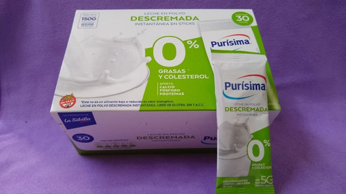 Imagen 4 de 5 de Leche En Polvo Descremada X 30 Sobres De 5 G.