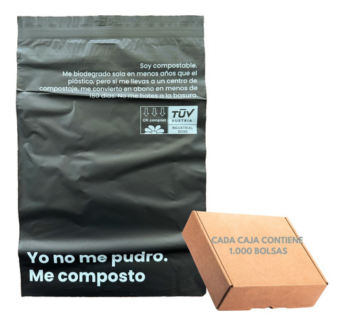 Bolsa Compostable Tipo Courier 20x30 Cm, Caja 1.000 Unidades