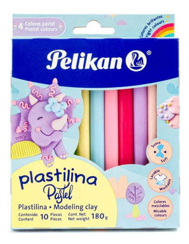 10 Pzas Plastilina C/10 Barras Pelikan 06700004 Cols. Pastel