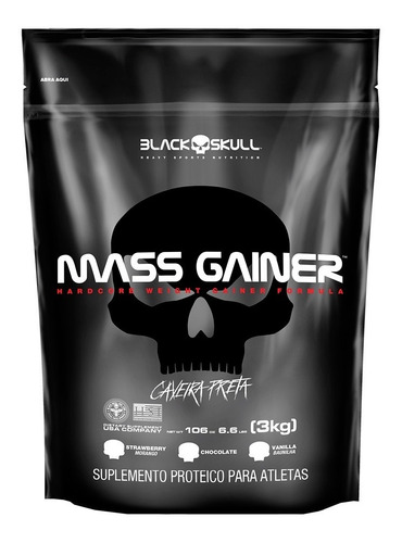 Mass Gainer Refil (3kg) - Morango Black Skull