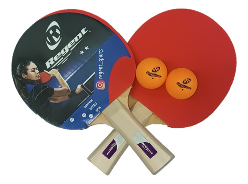 Set De 2 Raquetas 2 Pelotas Ping Pong 2 Estrellas