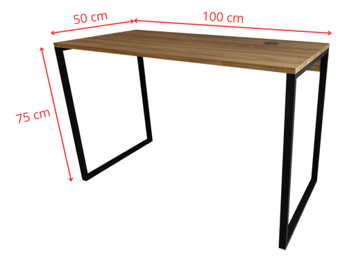 Mesa Escrivaninha Estilo Industrial Com Carregador Sem Fio
