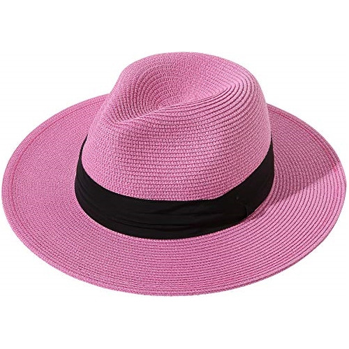 Sombrero De Paja Estilo Panamá De Ala Ancha Para Mujer