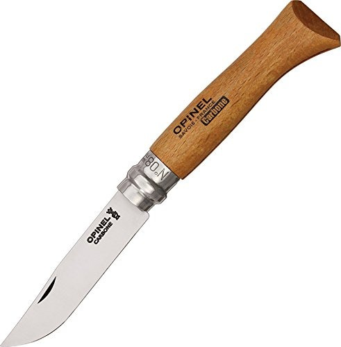 Cuchillo Plegable No8 Opinel Carbono Cuchilla