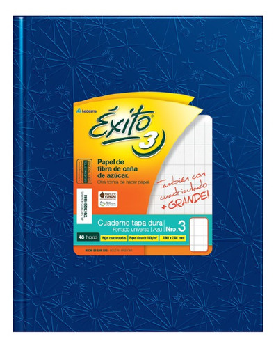 Éxito 27019 Cuaderno E3 Azul Cuadriculado Grande X48 Hojas