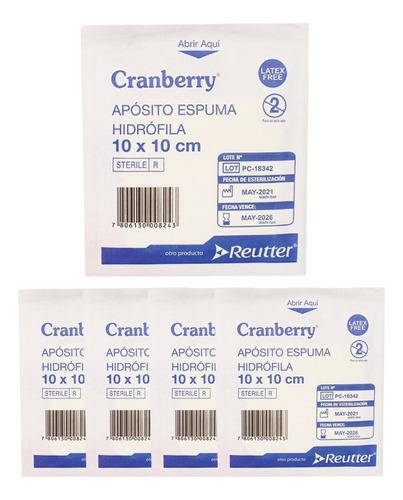 Apósito Espuma Hidrófila 10x10 Cm - Pack X5 Unidades