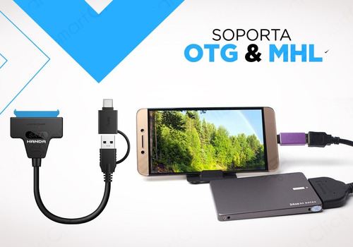Imagen 9 de 10 de Cable Sata Usb Adaptador Tipo C Y 3.0 Doble Salida Disco Ssd