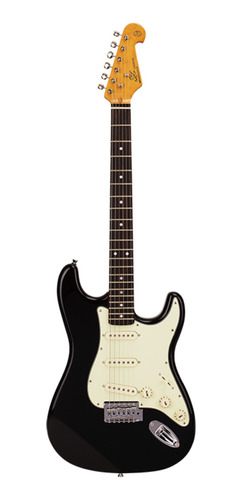 Guitarra eléctrica SX Vintage Series SST62+ de tilo black brillante con diapasón de palo de rosa
