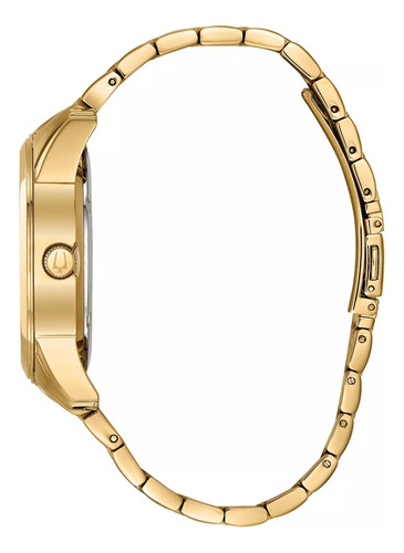 Reloj Pulsera Bulova 97a130 Con Correa De Acero Inoxidable Color Dorado - Fondo Blanco