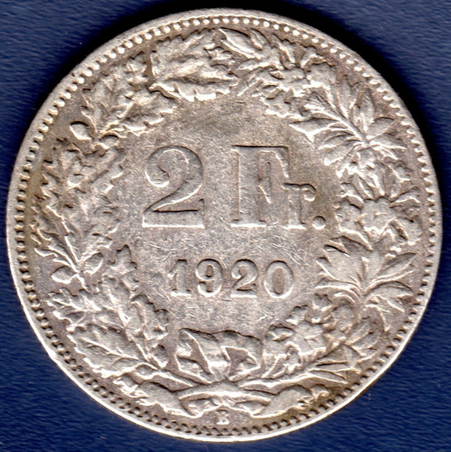 2 Francos 1920 Moneda De Plata De Suiza Helvetia