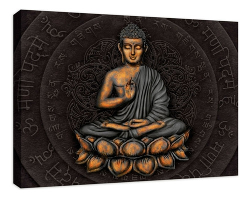 Cuadro Decorativo Moderno Lienzo Canvas Buda Meditando Armazón Madera