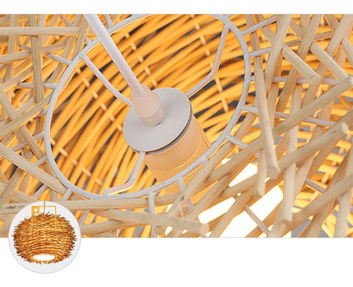 Lámpara Rústica Colgante Iluminación Ratán Tejido Simple