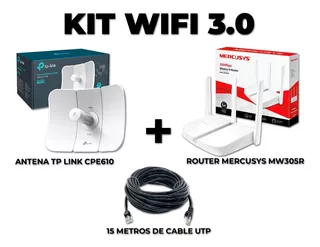 Kit Wifi 3.0 San Luis - Antena Cpe610 + Router + 15mts Cable