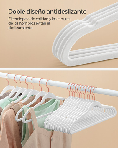 Set De Ganchos Songmics 50 Para Ropa De Alta Calidad Color Adulto Blanco