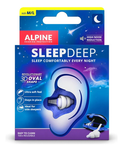 Protetor Auricular Alpine Sleep Deep Snr 27 Db Com Case