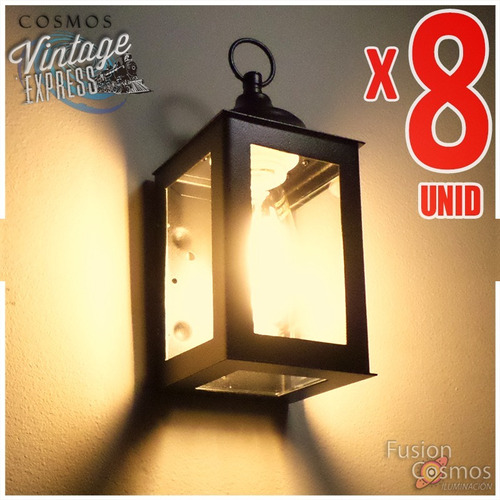 Aplique Pared Exterior Farol Dual Colonial Y Minimalista X8u Difusor Vintage Intemperie Fachada Hierro Apto Led Patio 