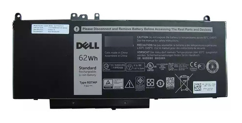 R0tmp/ Battery Dell 7.6v 8000mah 62wh 4cell/ Original