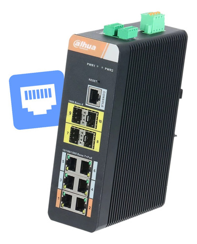 Switch 10 Port 6 Poe Ports Industrial Sin Fuente