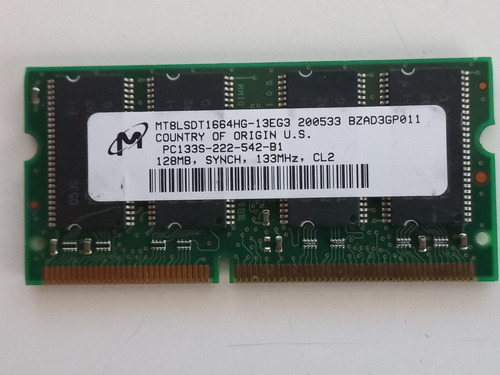 Imagen 1 de 1 de Memoria So-dimm 128mb Pc133 Micron