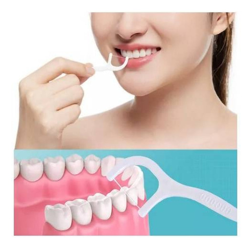 90 Hilo Dental Con Mango Flosspick Aplicador Rosa Blanco