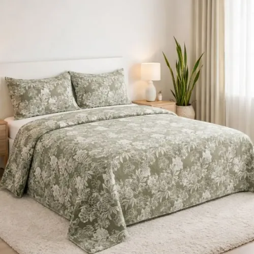 Cobre Leito King Size 3pç Colcha Dupla Face Bouti Estampada