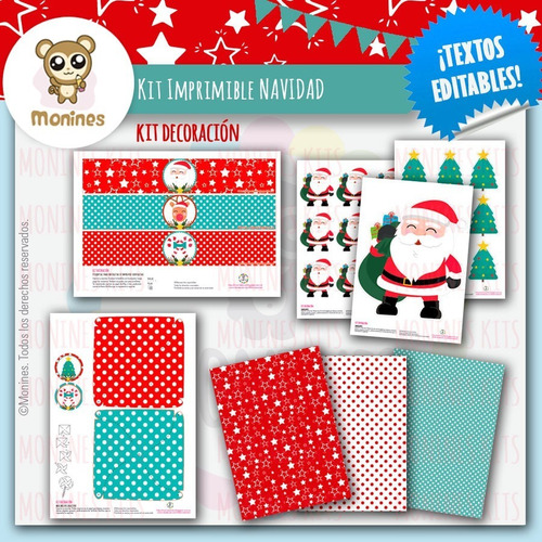 Kit Imprimible Navidad Santa ¡textos Editables!
