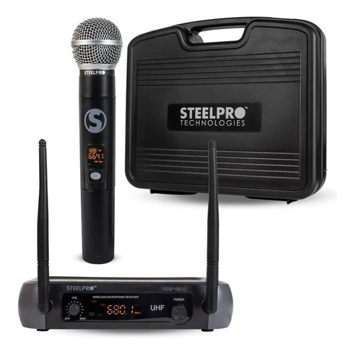 Steelpro - Micrófono Profesional - Inalambrico - Uhf-607 Color Negro