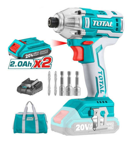 Imagen 1 de 6 de Atornillador Impacto Total 20v, 2 Baterías, Motor S/carbones