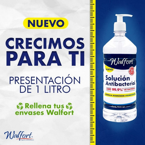 Solución Antibacterial Desinfectante Walfort Manos Refil 1lt