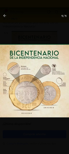 Moneda De 20 Pesos Del Bicentenario De La Independencia 