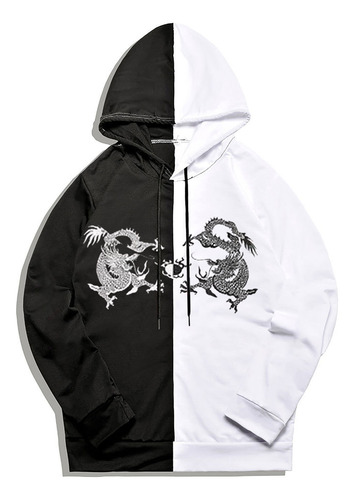 Diablo Style Punk Style Dragon Printed Patchwork Sweater Y2k