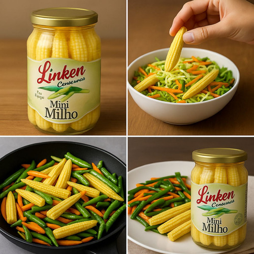 Mini Milho Conserva Vidro Sem Conservantes Sem GlĂșten 590g