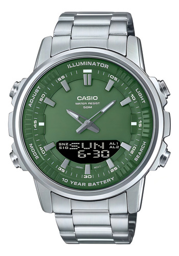 Relógio Casio AMW-880d-3a masculino em aço prateado