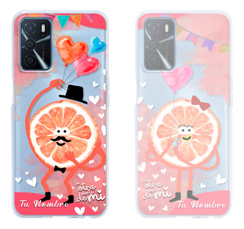 Funda Para Oppo De Parejas Media Naranja Con Nombre De Él