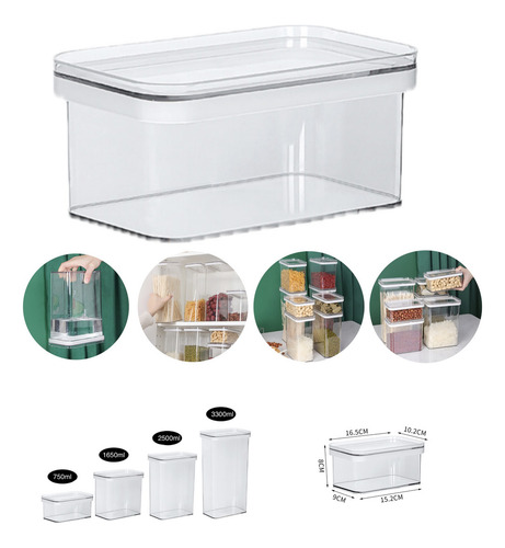 Recipiente Hermetico Con Tapa Para Alimentos Organización Color Transparente MARCA JUST SIMPLE